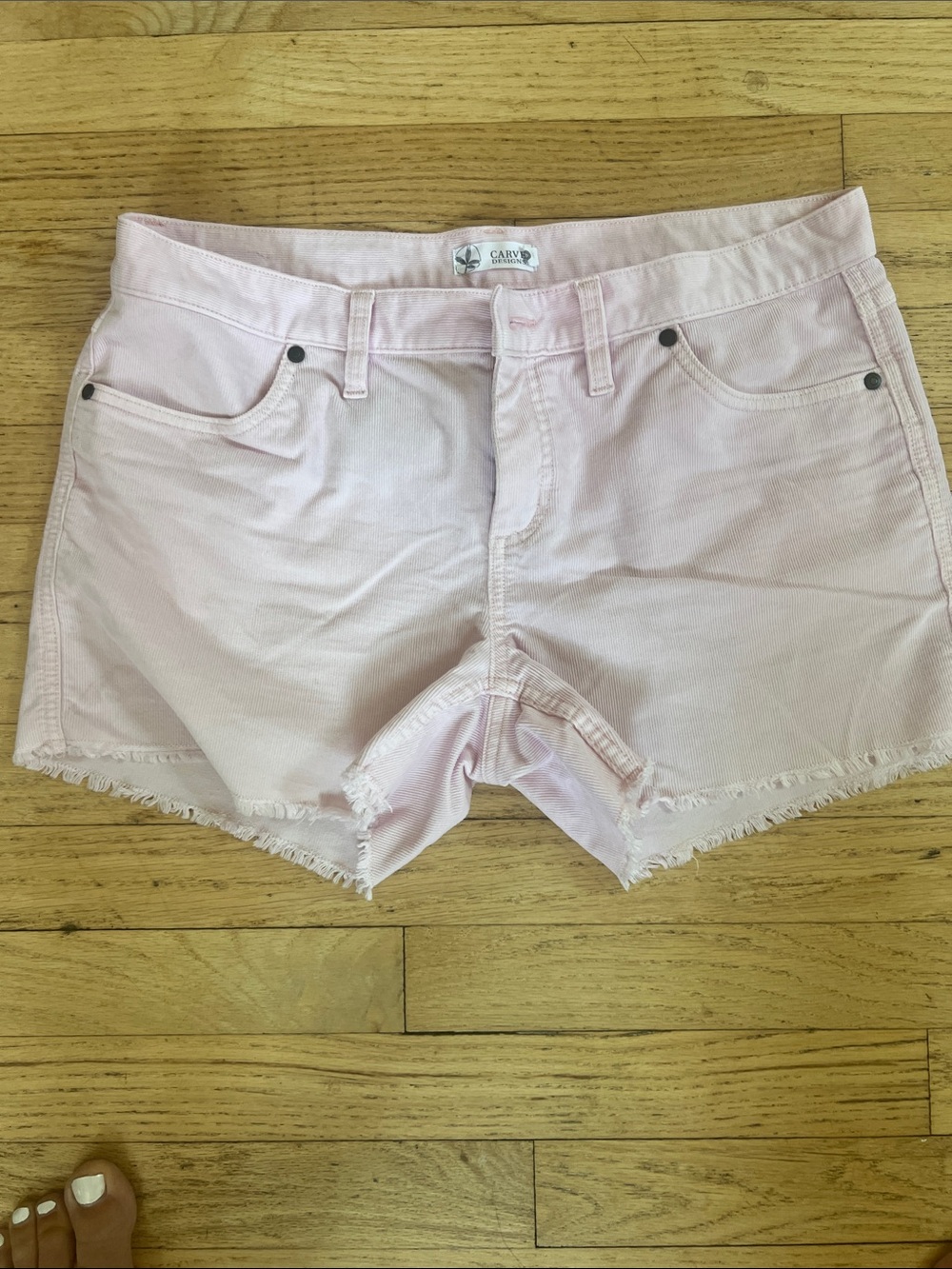 Carve Designs Light Pink Frayed Hem corduroy Shorts